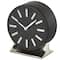 Faux Leather Round Decorative Clock with Rectangular Base